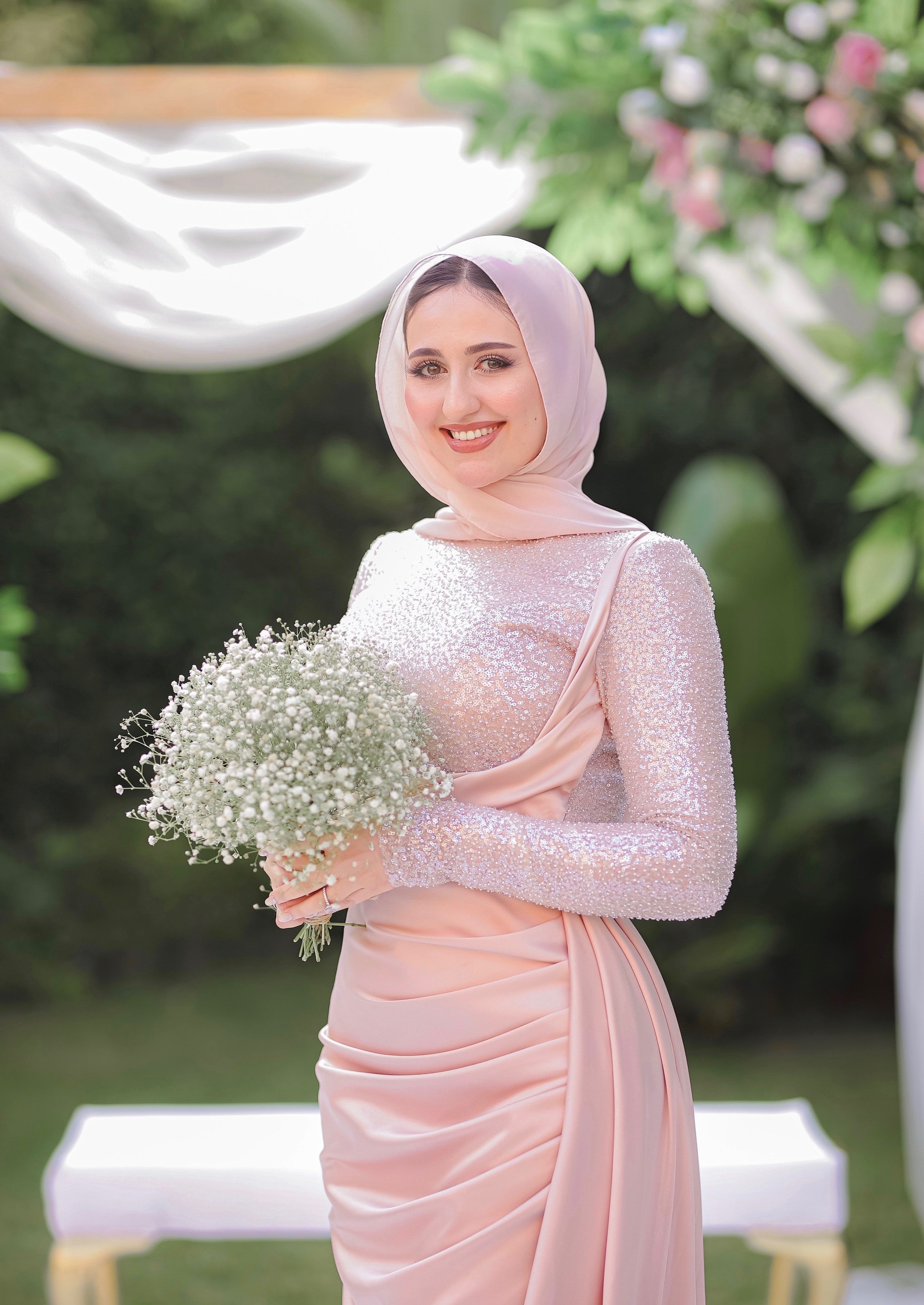 Hijab Engagement Dresses Plus Size Sax Blue Hijab Engagement Dress 22202SX