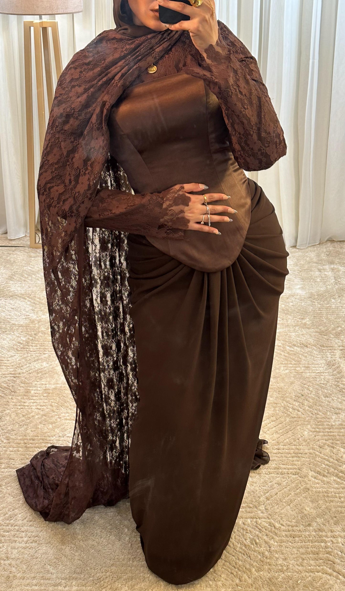 Chocolate Brown Lace Corset Dress