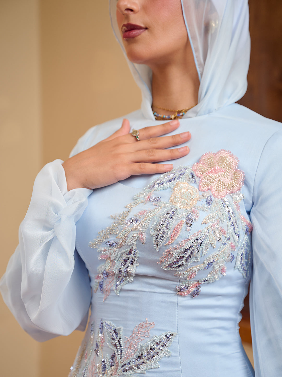 Jeweled Grace dress in powder blue