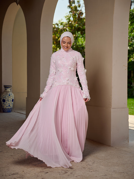 cascade Gown dress powder pink