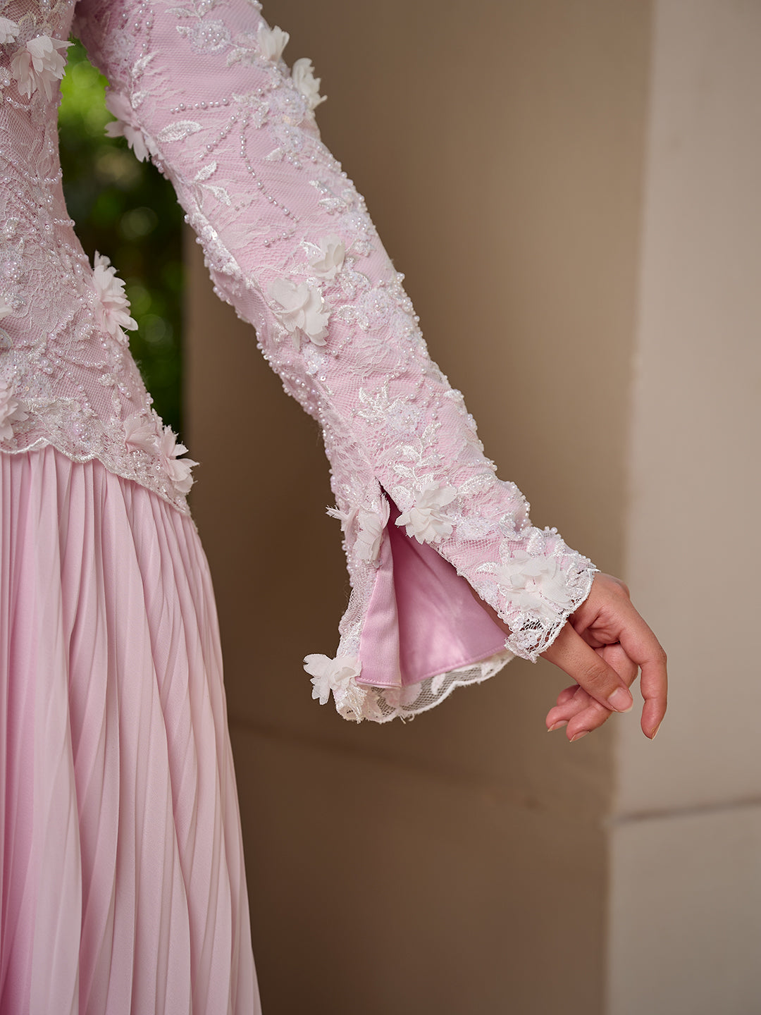 cascade Gown dress powder pink