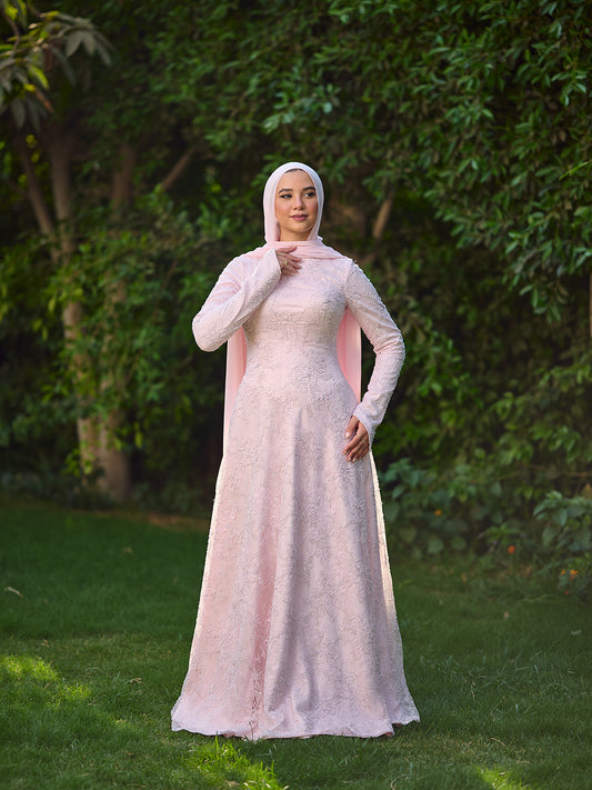 The Grace Lace Dress in Powder Pink