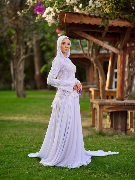Pearled Romance Dress in Lavender