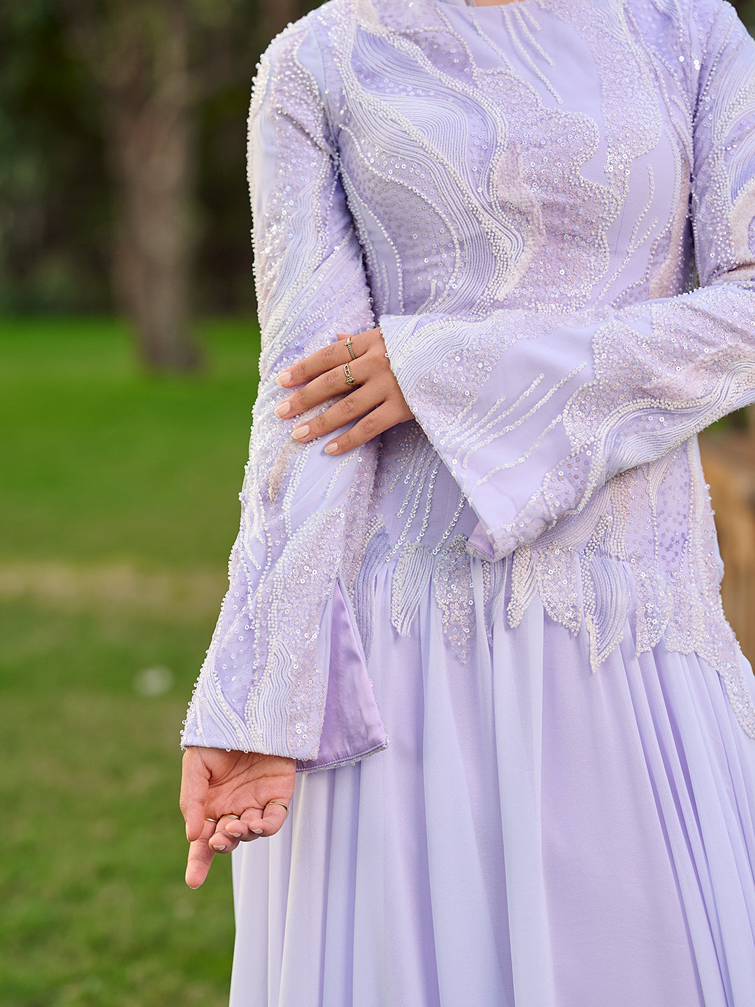 Pearled Romance dress in lavender