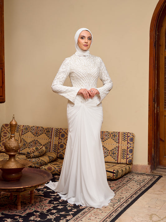 Twisted Waist Bridal Dress