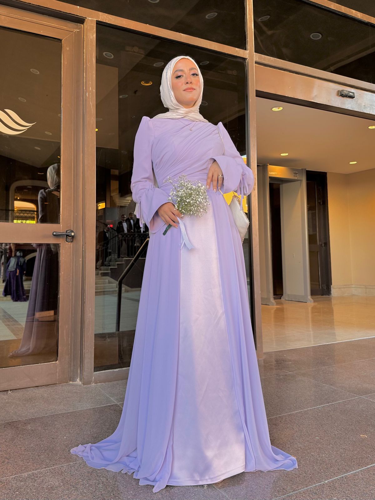 Lilac Soiree Chiffon Satin Dress