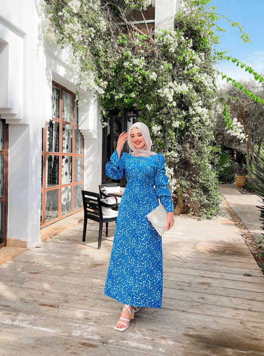 Floral Cotton Blue Summer Dress