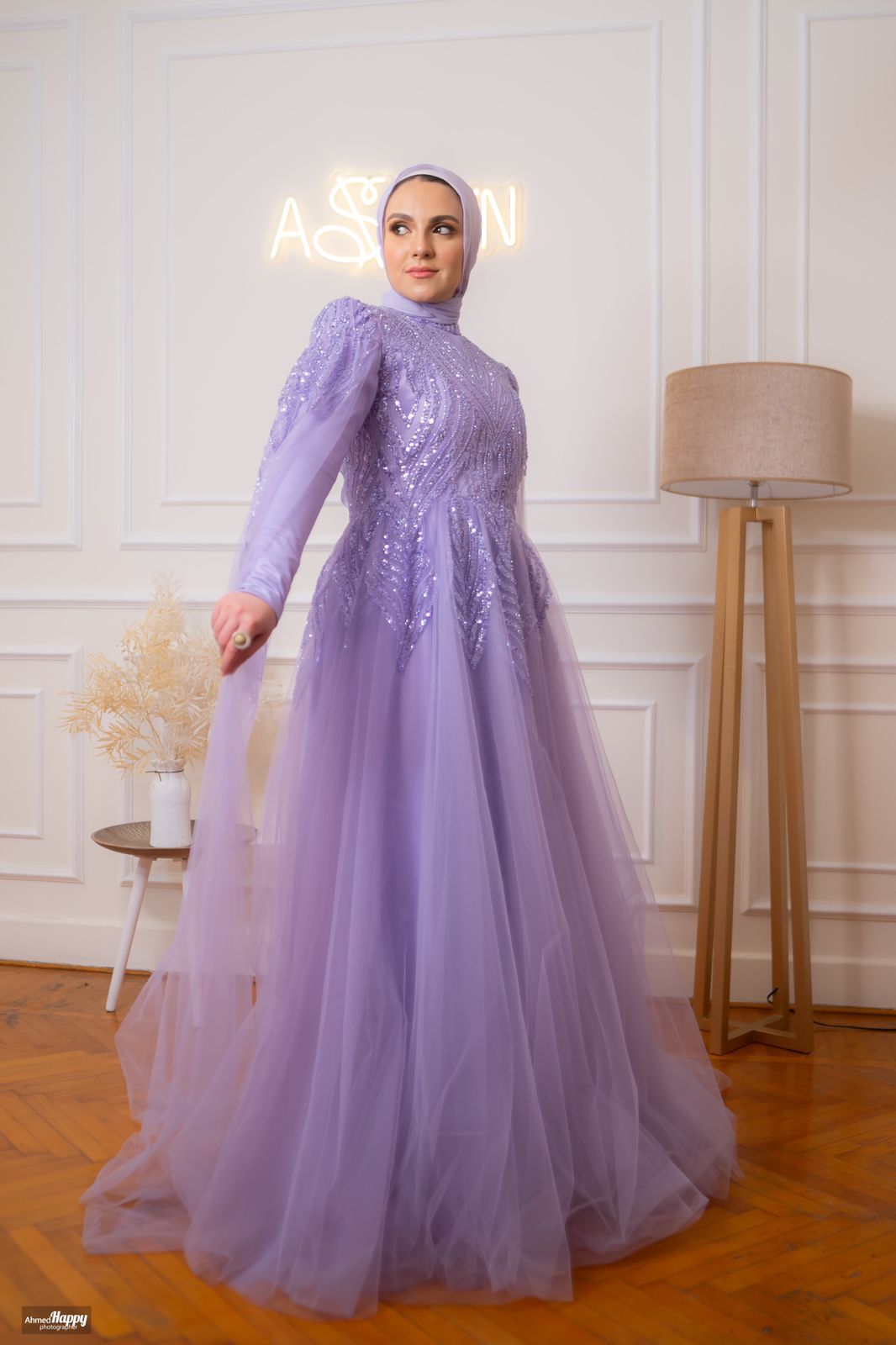 Lilac Embroidered Soiree Dress