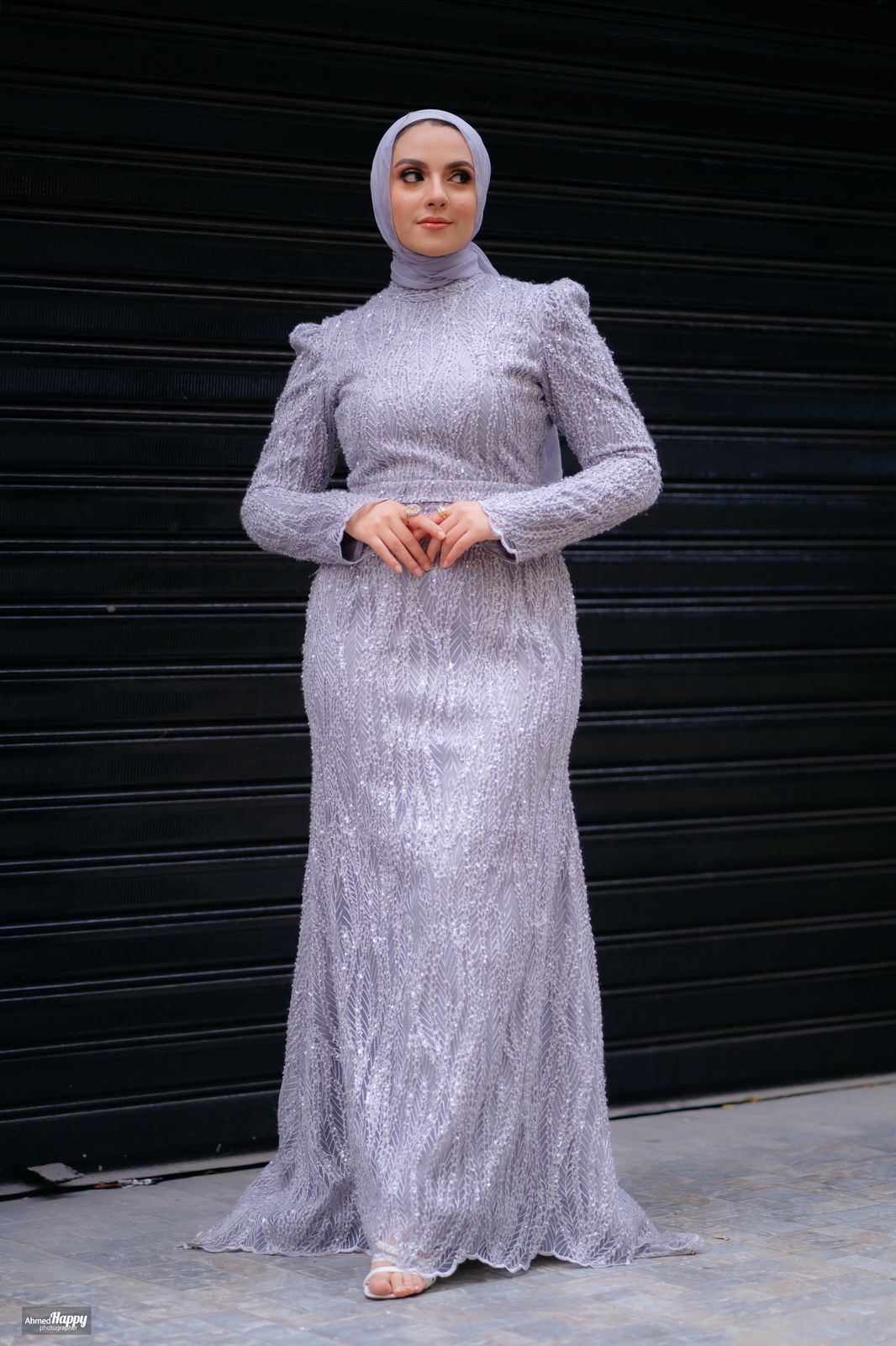 Lilac Embroidered Fitted Soiree Dress ASMYN Lilac Embroidered Fitted Soiree Dress ASMYN