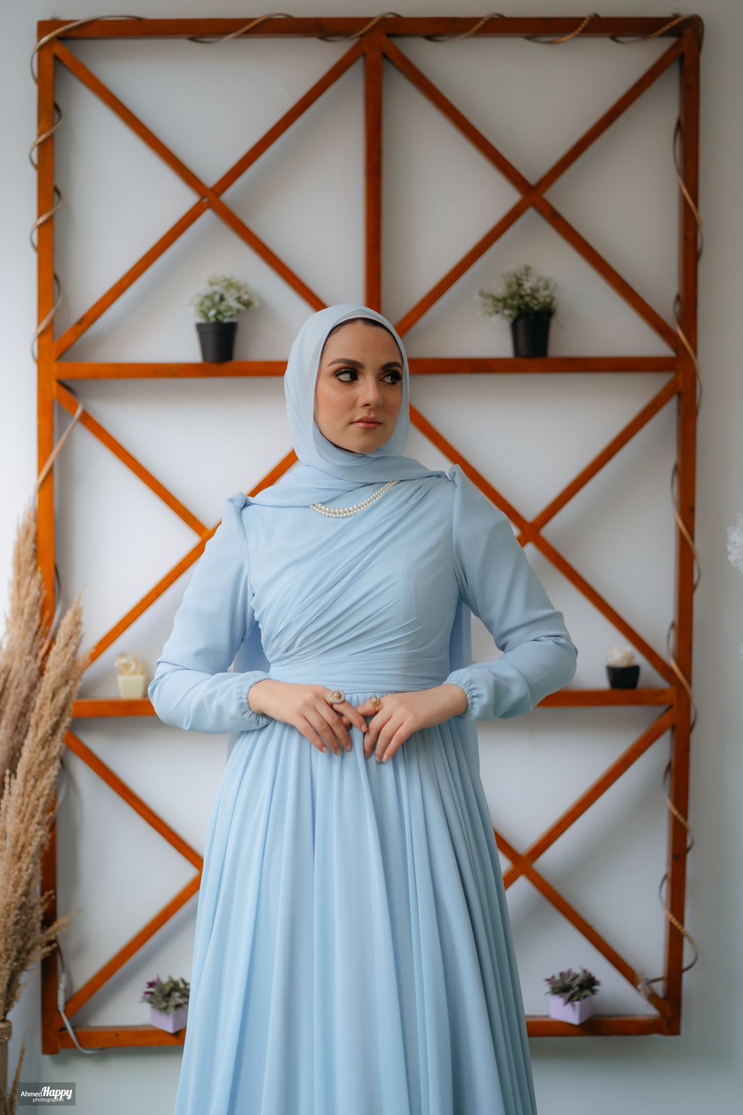 Baby-blue Chiffon Soiree Dress