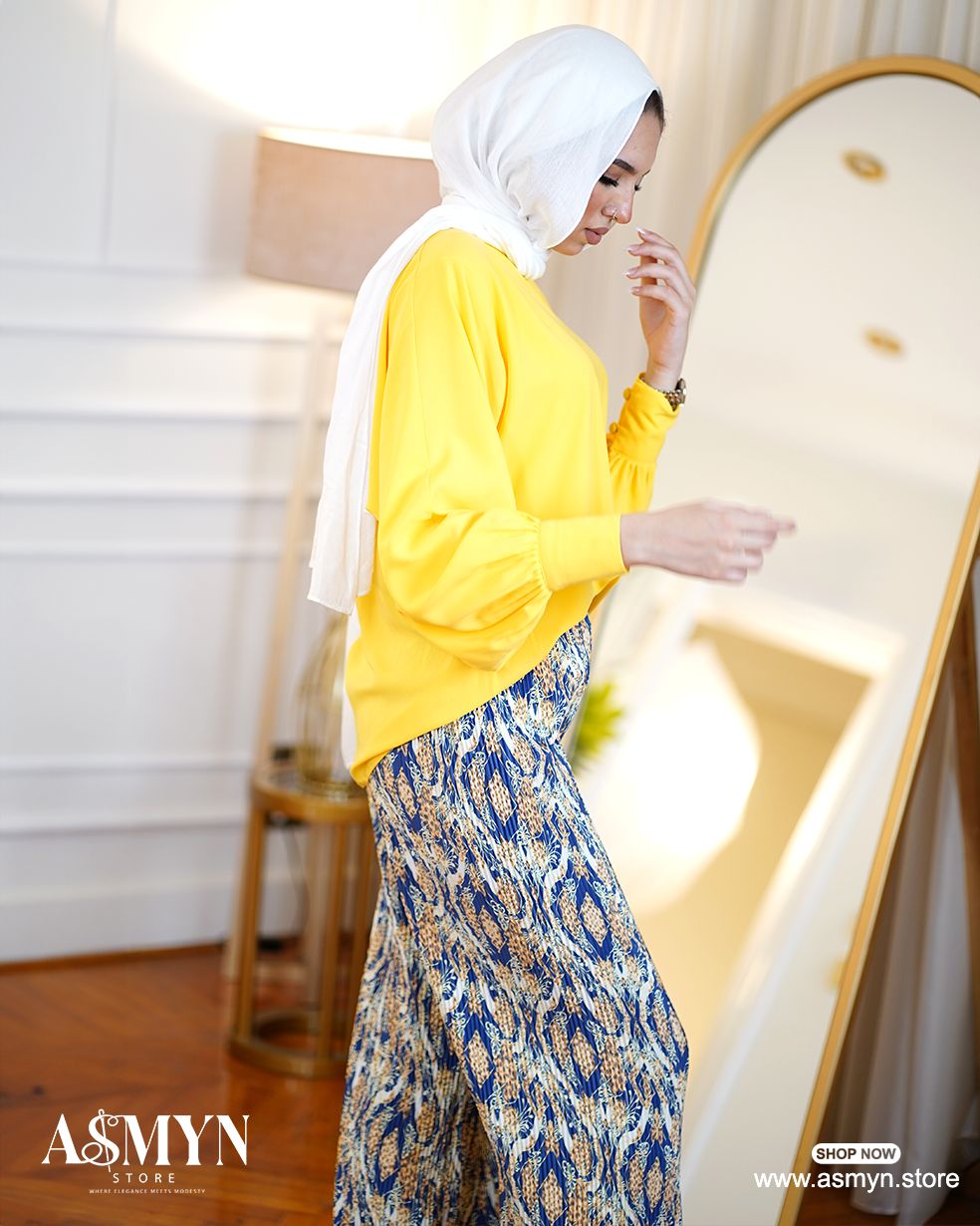 Patterned Plisse Pants