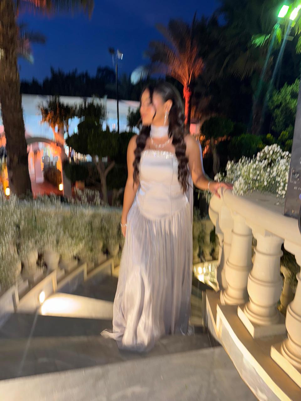 Silver Cup Soirèe Dress with Neck Wrap