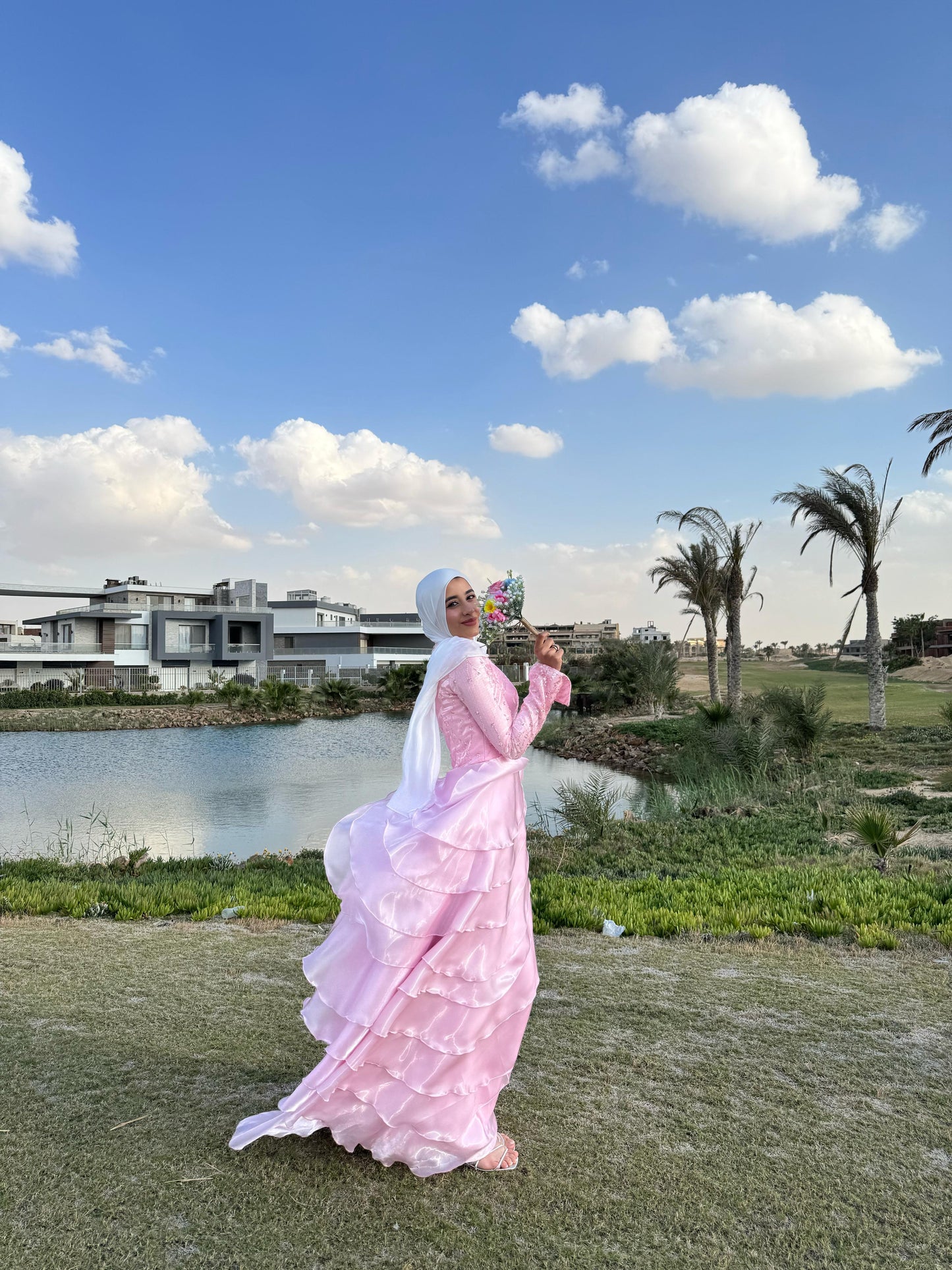 Organza Rose  Satin Soiree  Dress