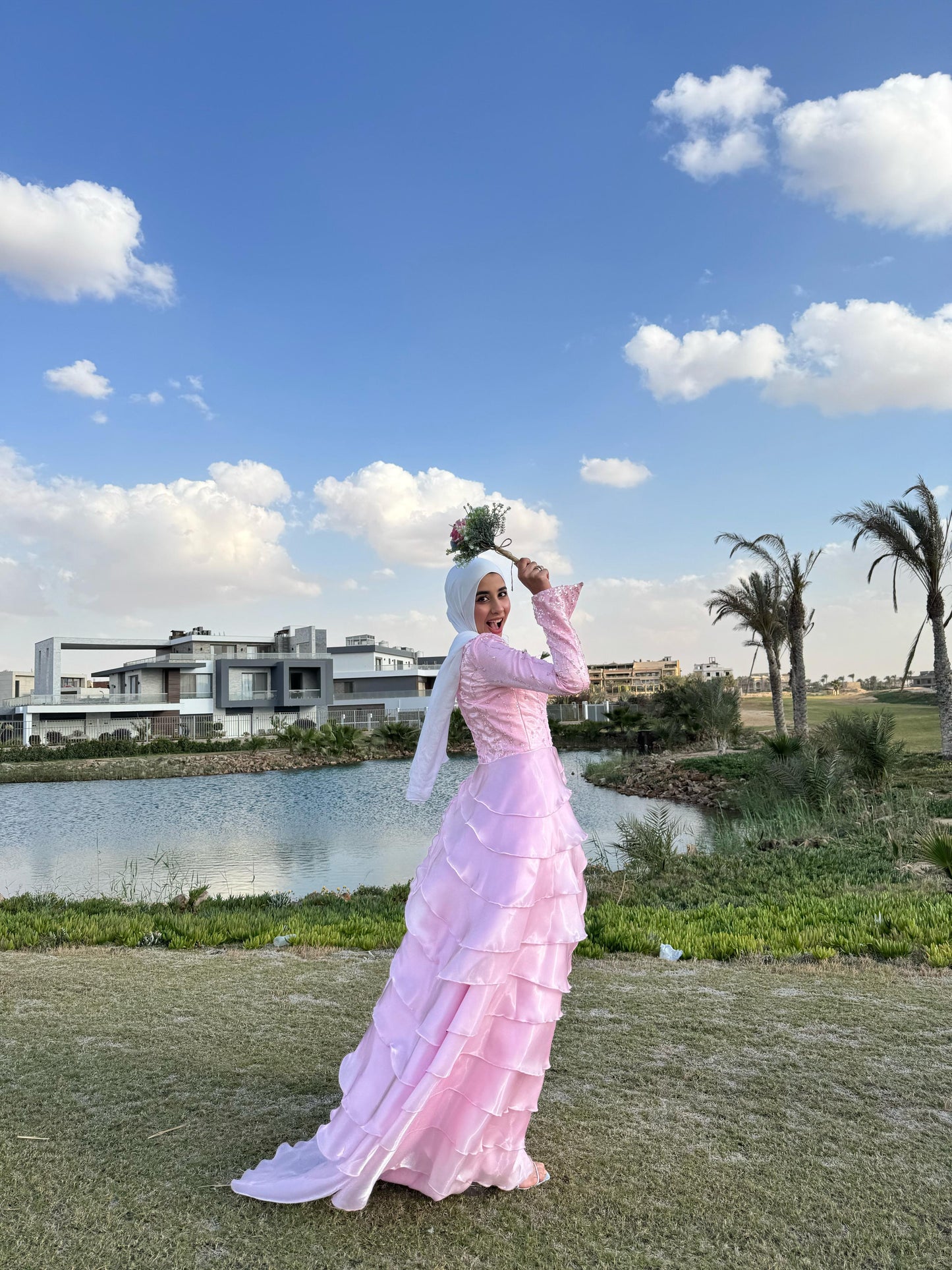 Organza Rose  Satin Soiree  Dress
