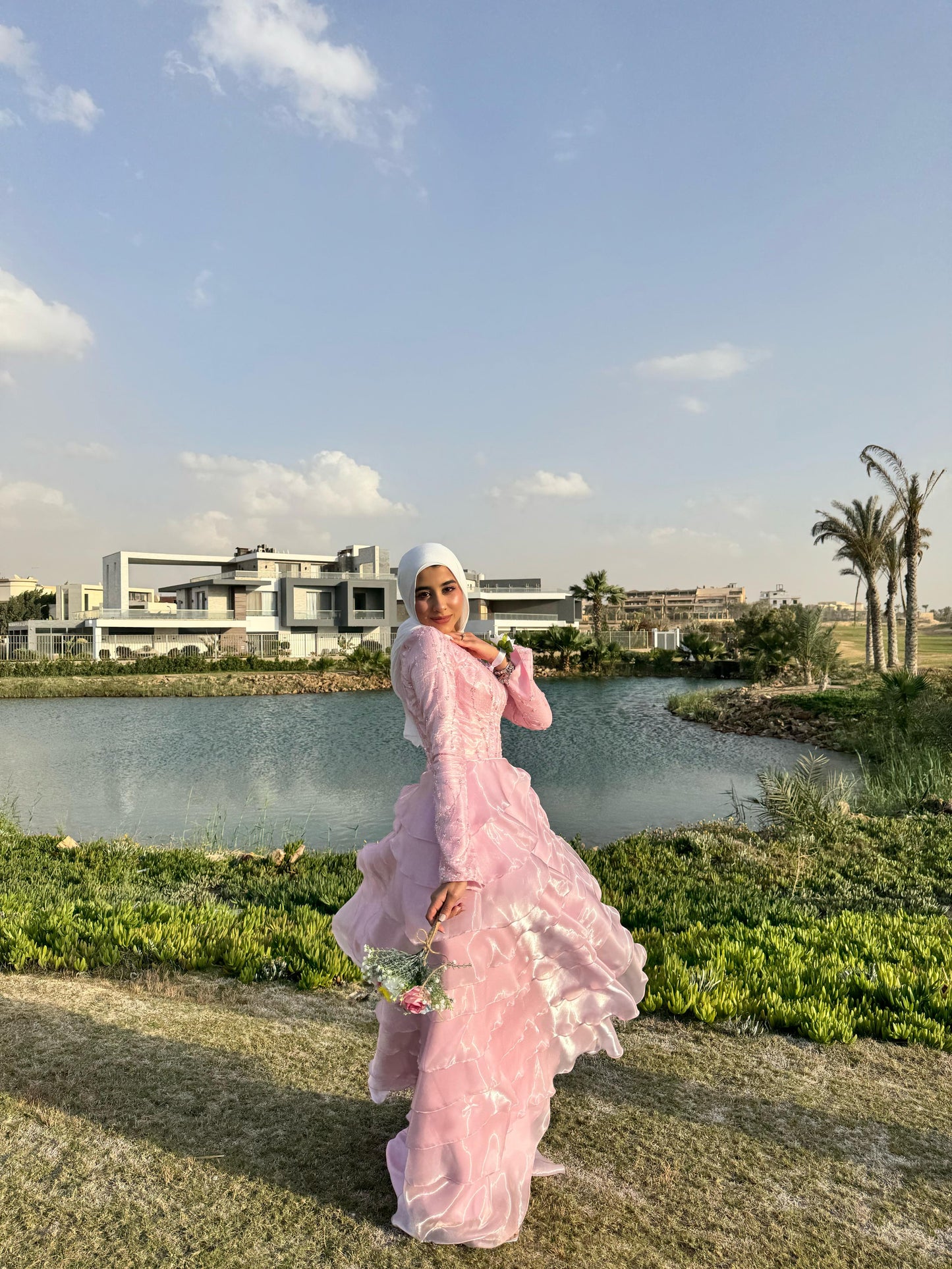 Organza Rose  Satin Soiree  Dress