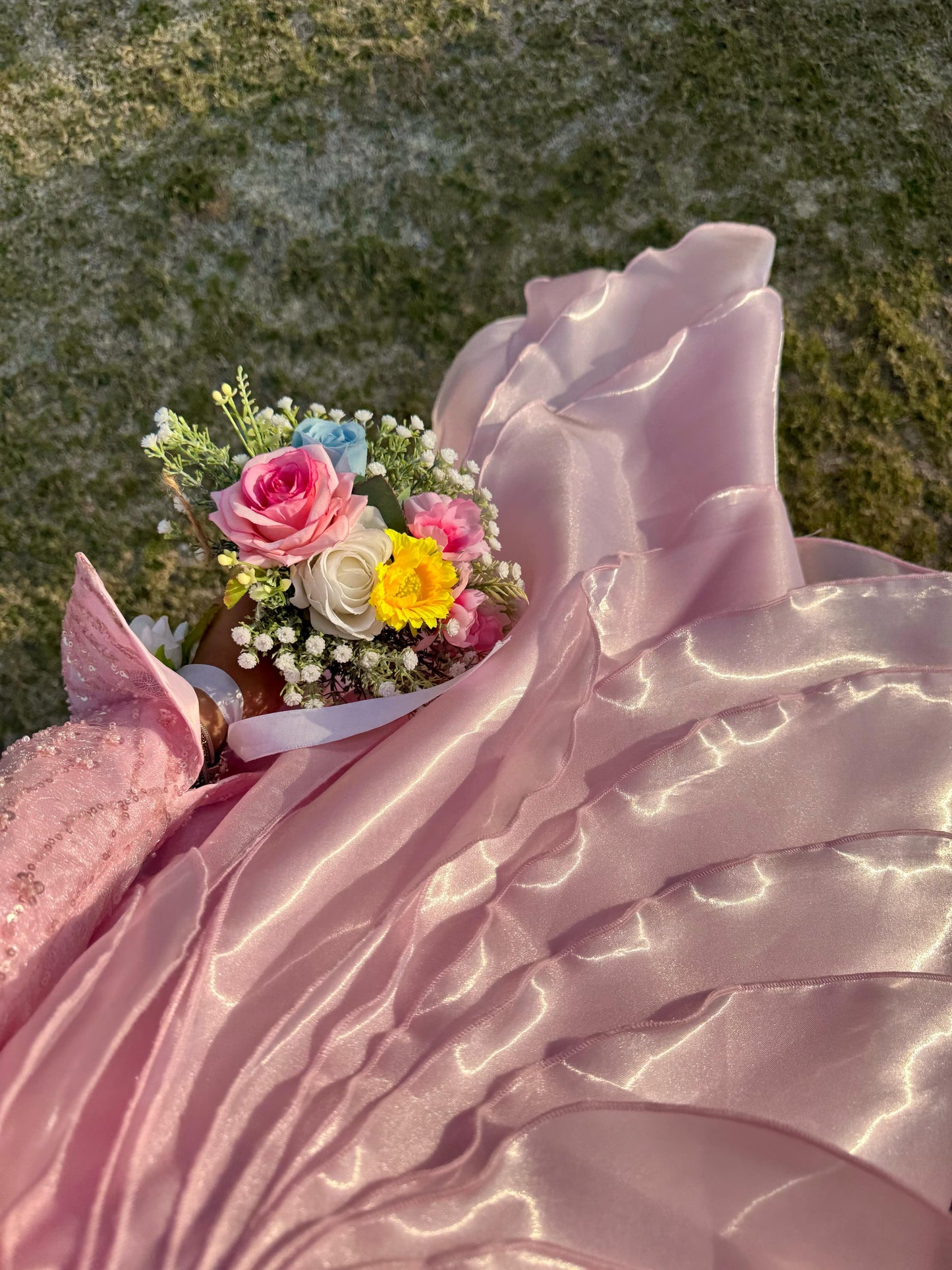 Organza Rose  Satin Soiree  Dress