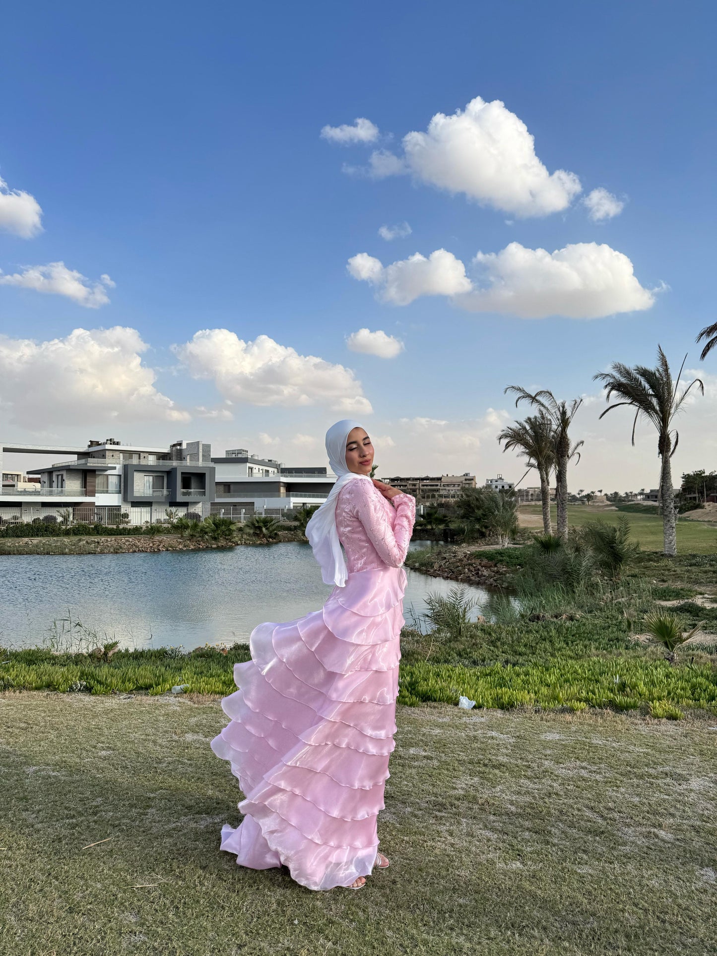 Organza Rose  Satin Soiree  Dress