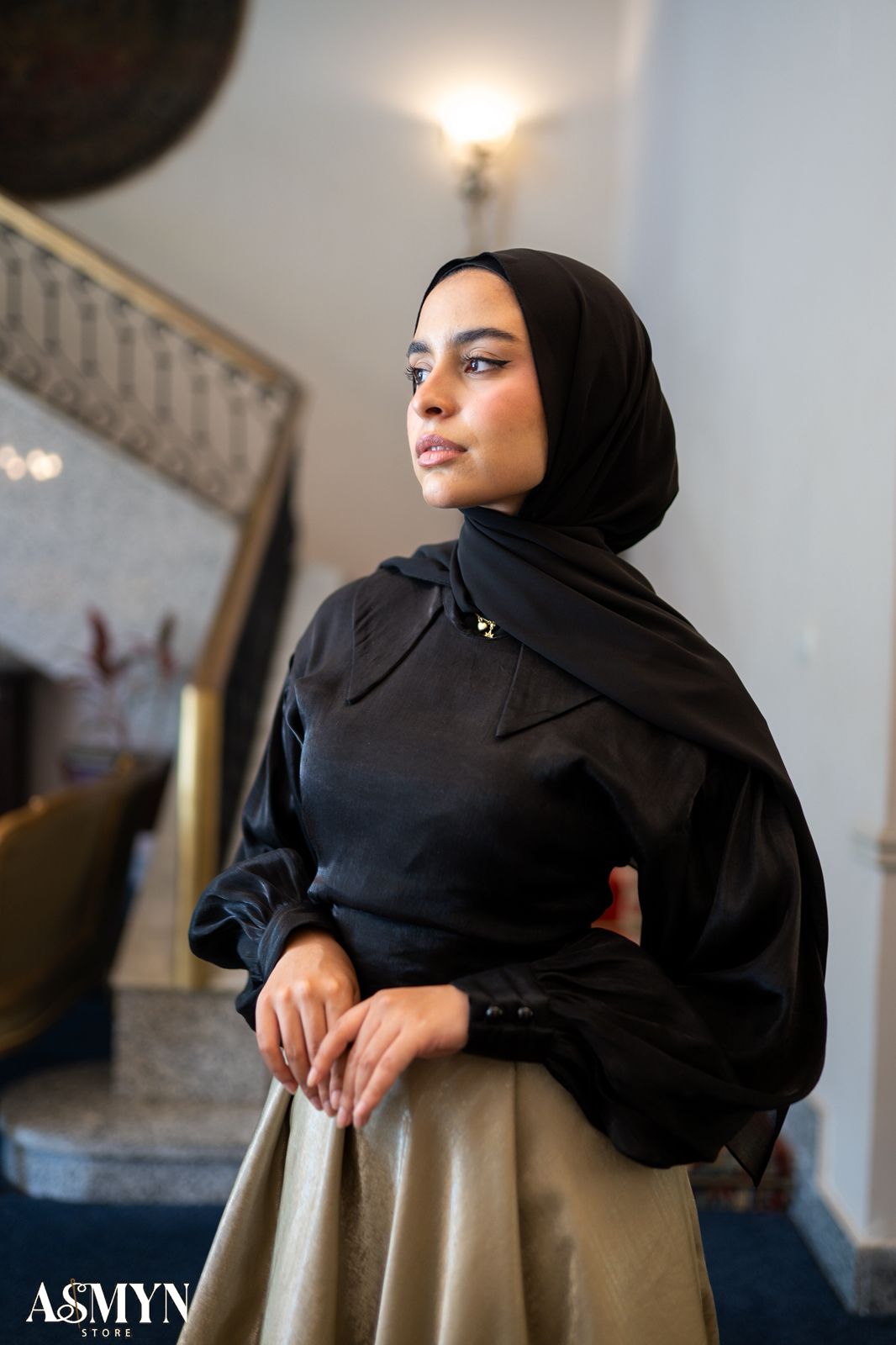 Black Collar Soiree Blouse