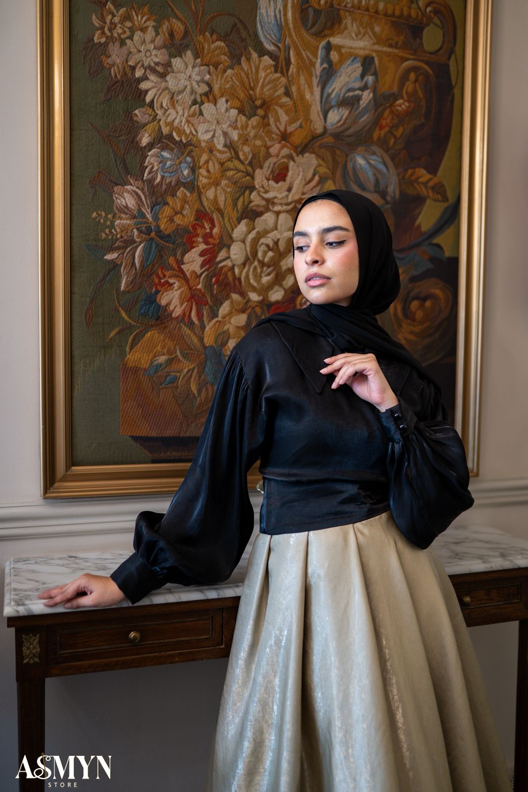 Black Collar Soiree Blouse
