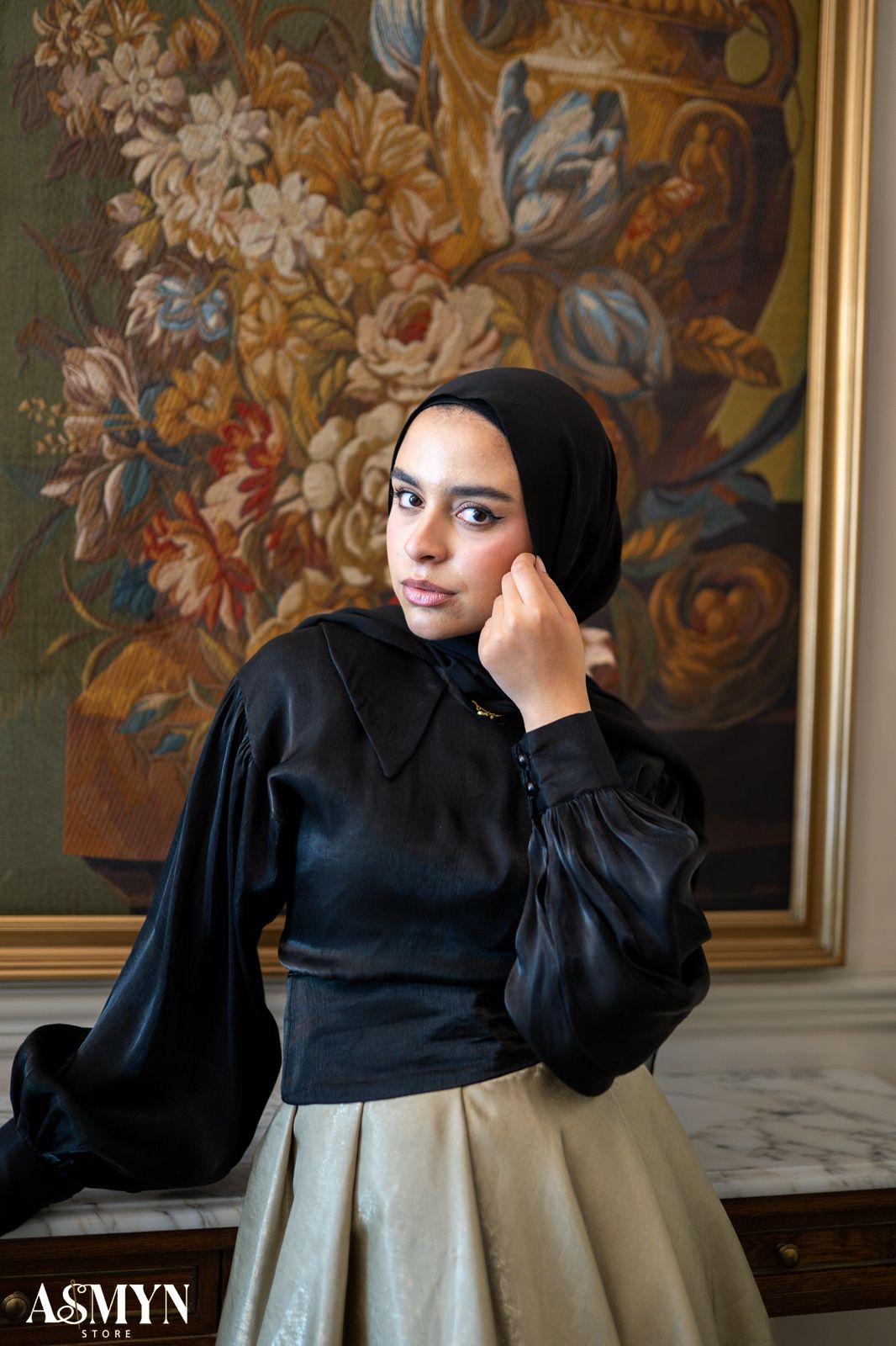 Black Collar Soiree Blouse