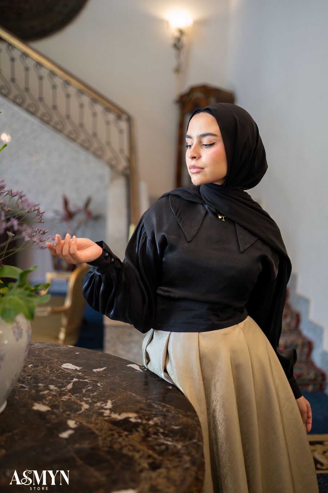 Black Collar Soiree Blouse