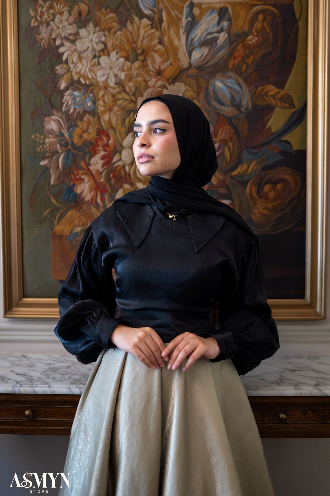Black Collar Soiree Blouse