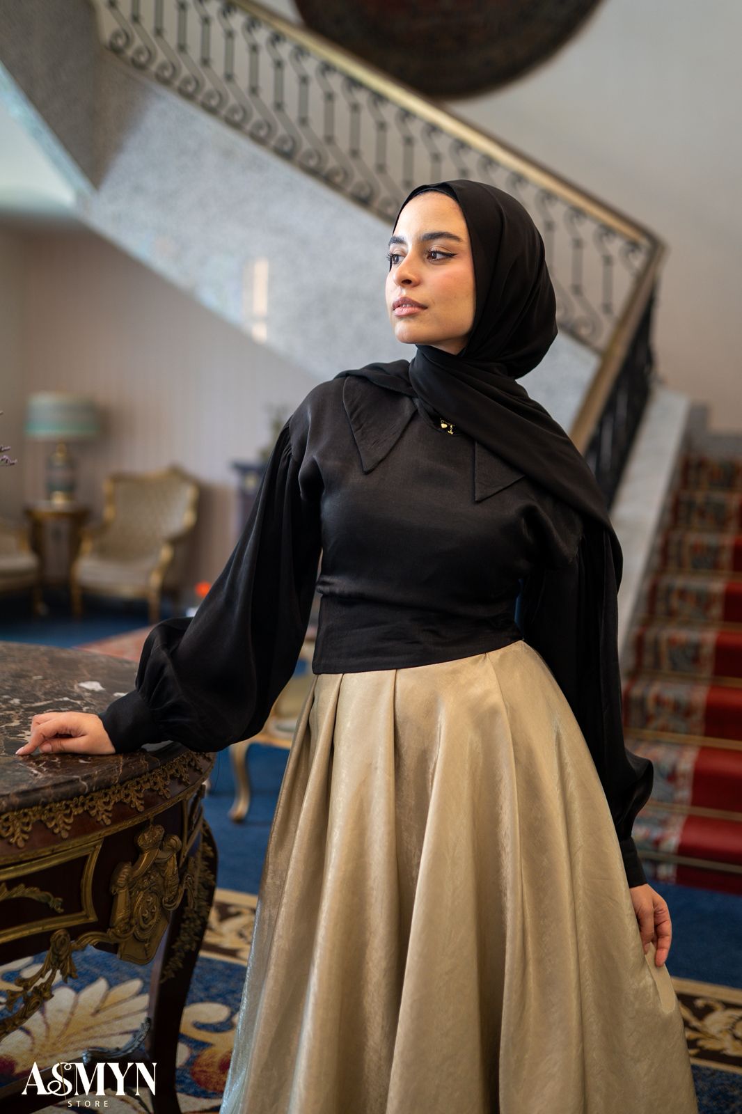 Black Collar Soiree Blouse