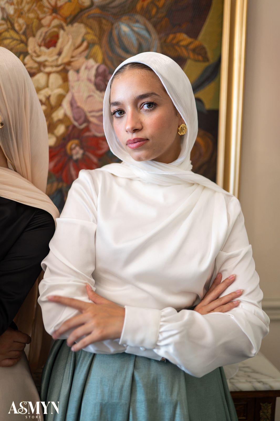 Off-white Satin Soiree Blouse