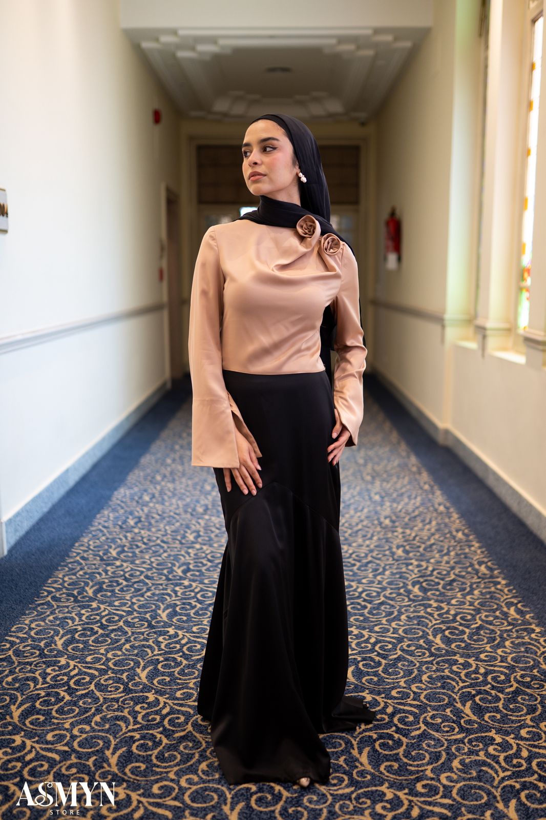 Black Satin Mermaid Soiree Skirt