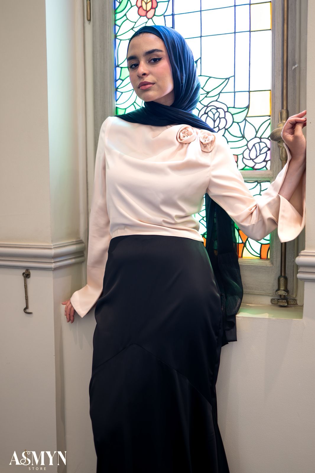 Black Satin Mermaid Soiree Skirt
