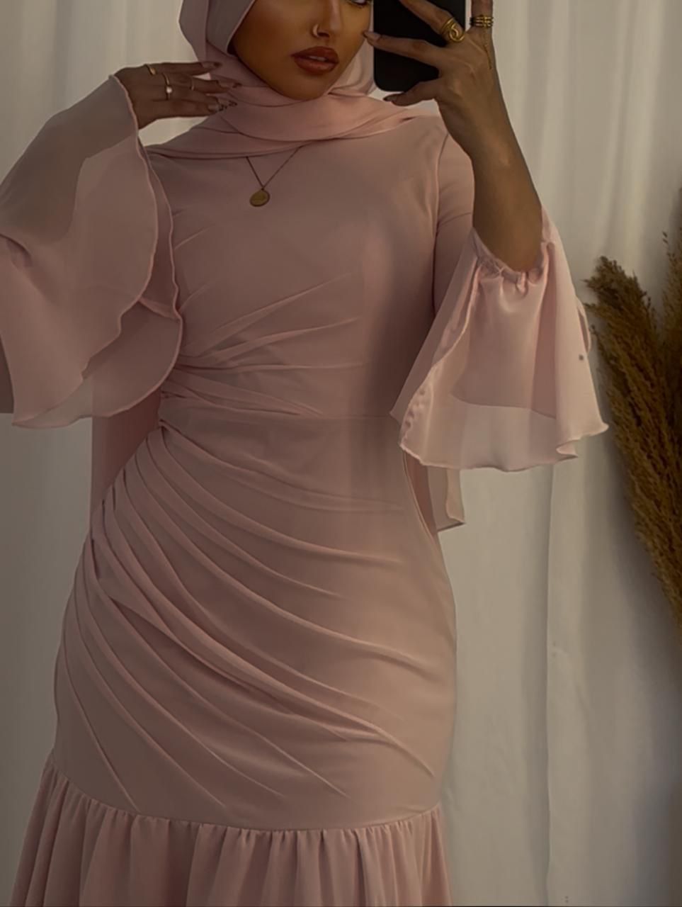 Rose Chiffon Soiree Dress