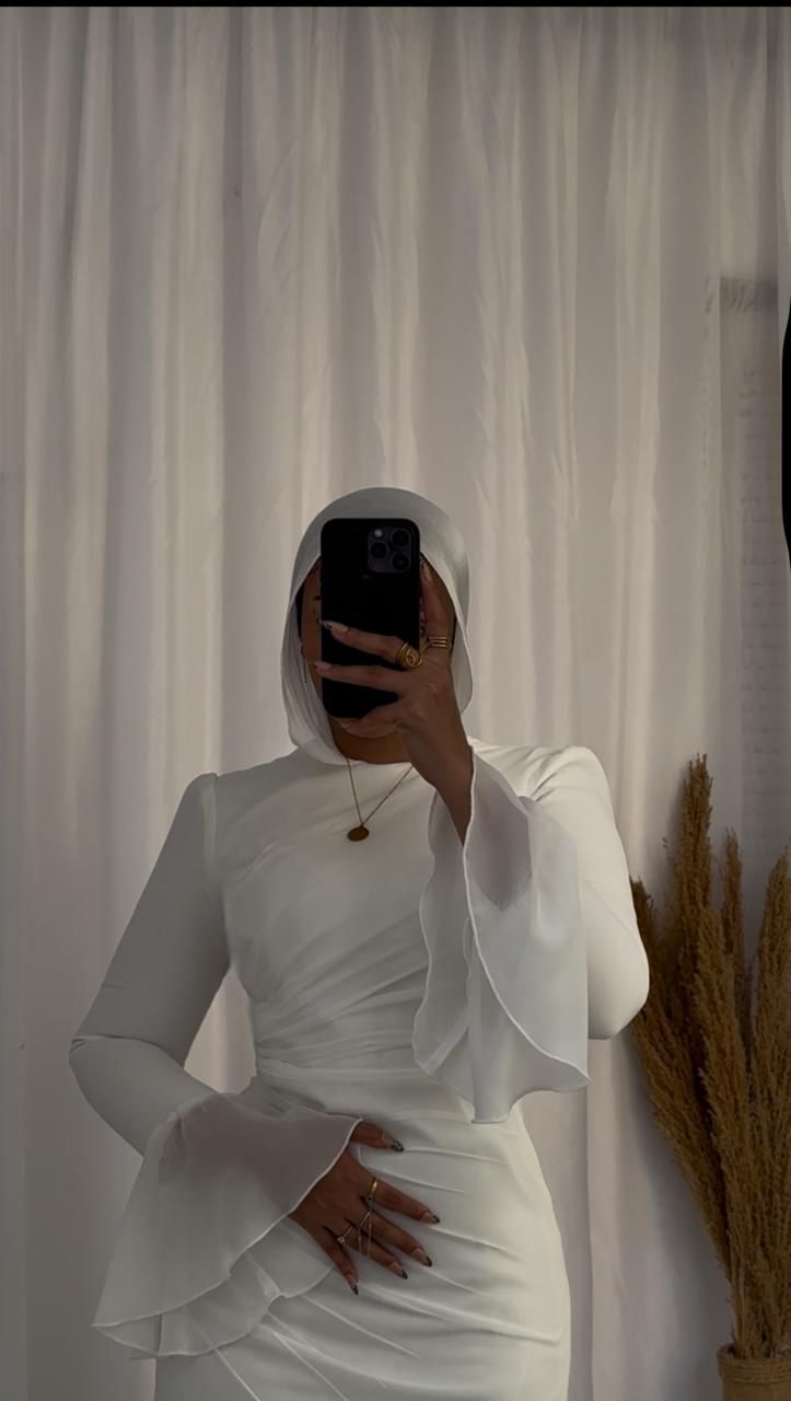 Off-white Chiffon Soiree Dress