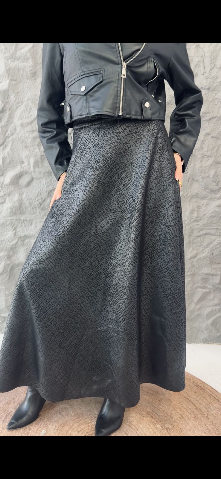 Black leather winter skirt