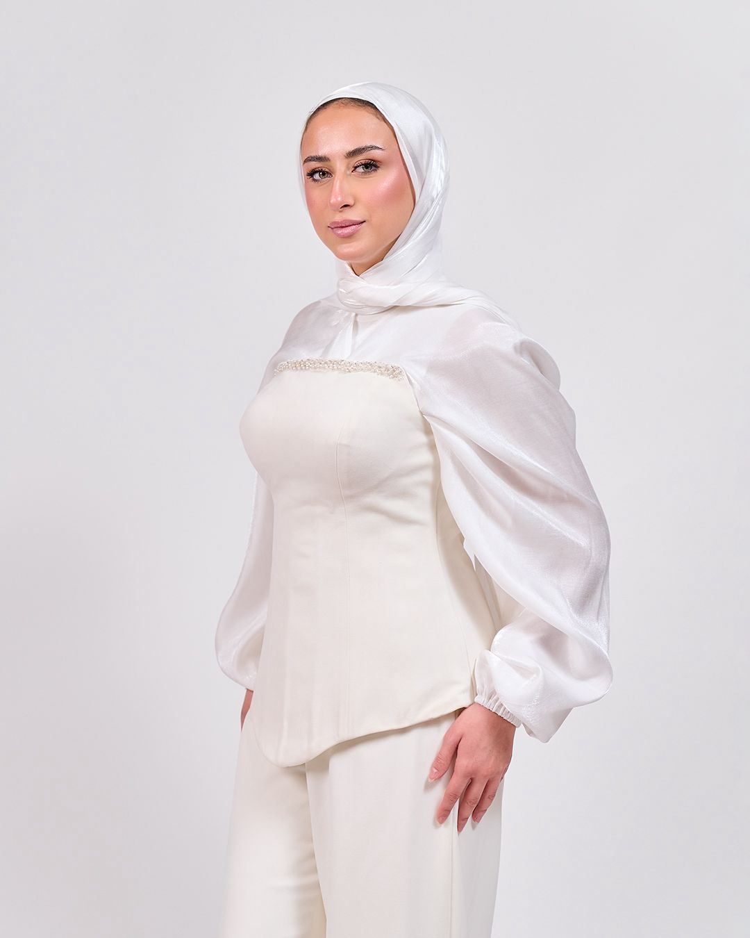 The Quiet Statement Corset 3-Pieces Jumpsuit in Off White