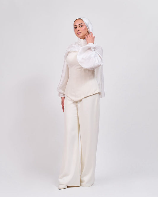 The Quiet Statement Corset 3-Pieces Jumpsuit in Off White