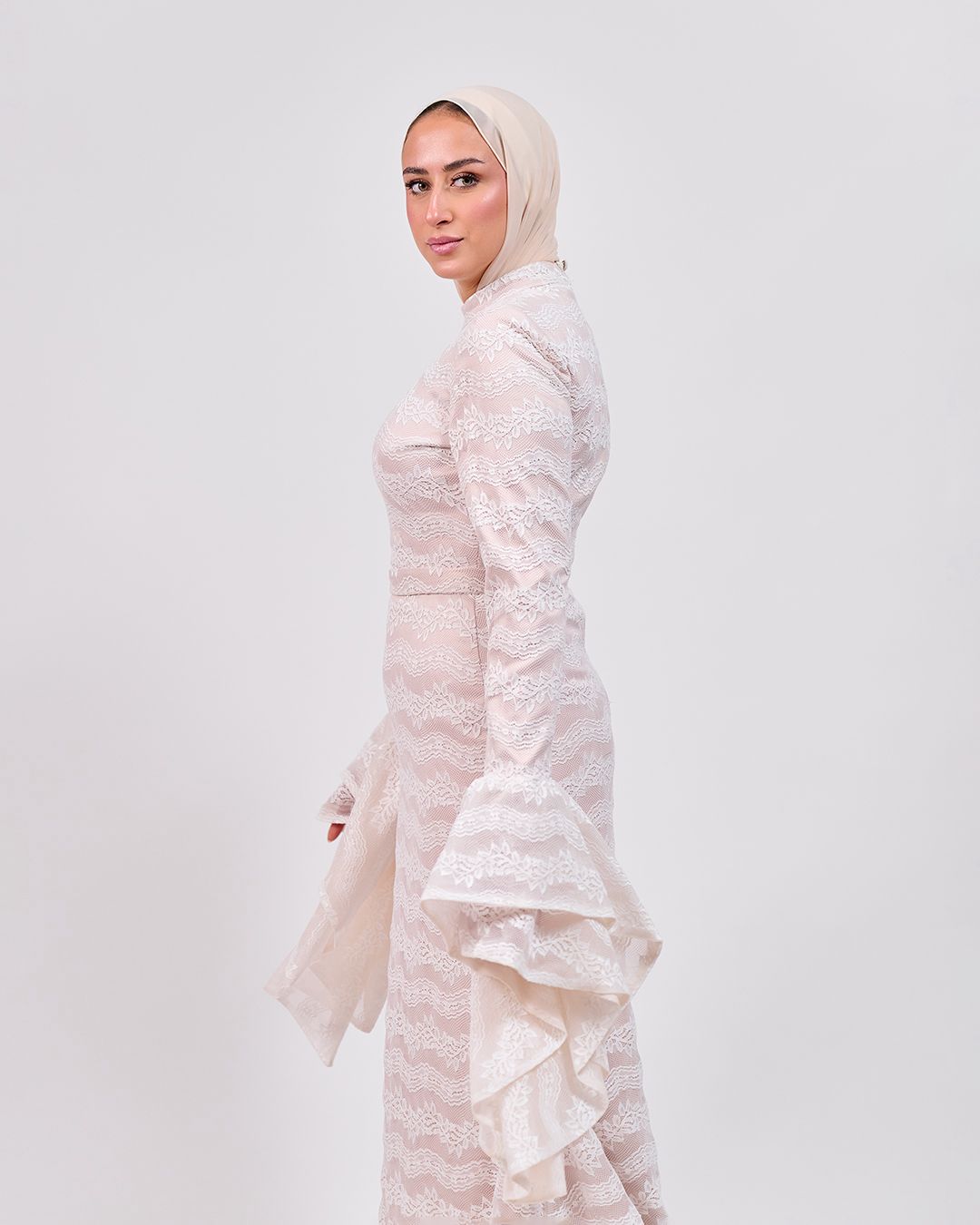 The Flowy Sleeve Dress with Rose Lining