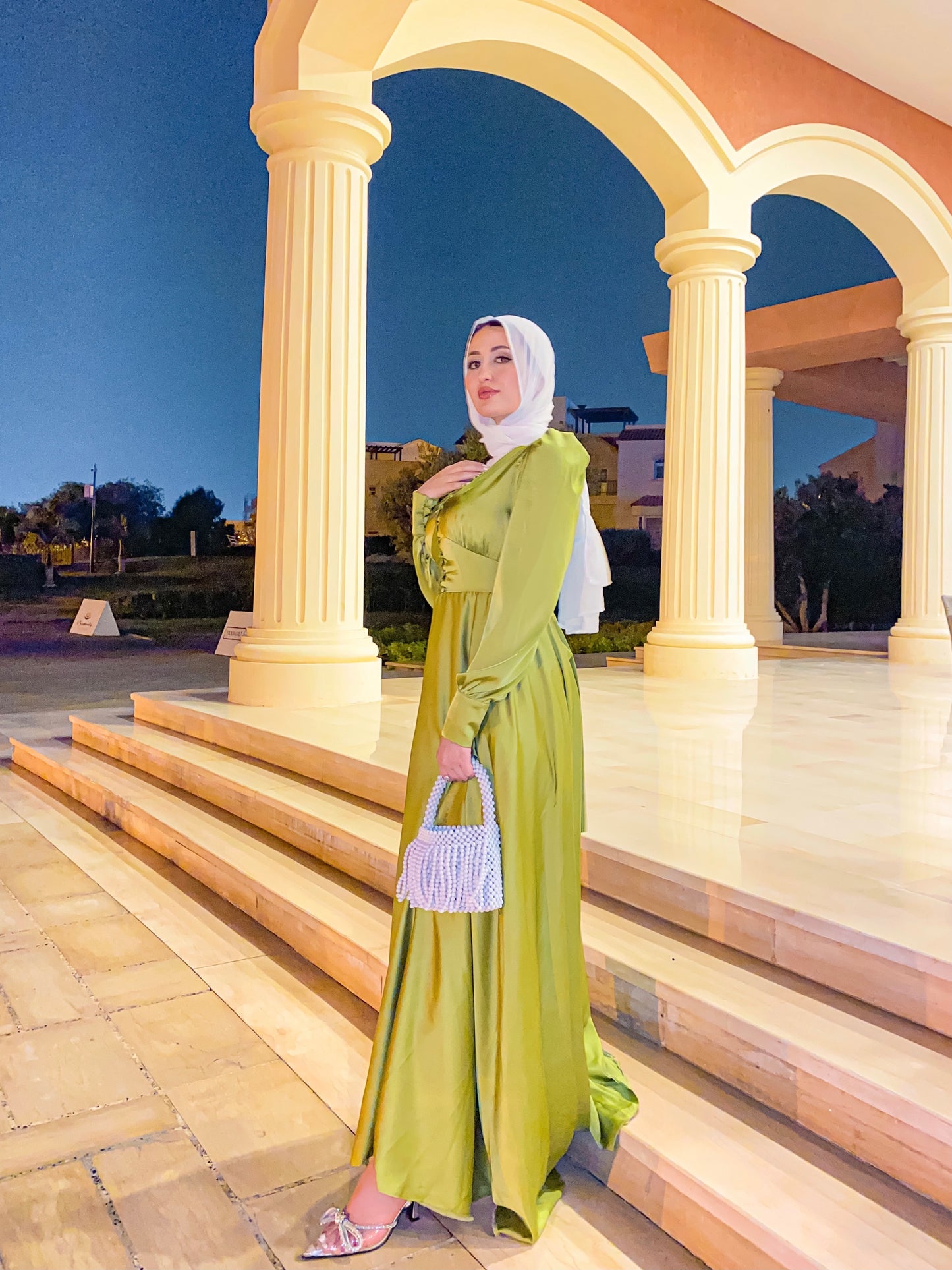 Kiwi Satin Soiree Dress
