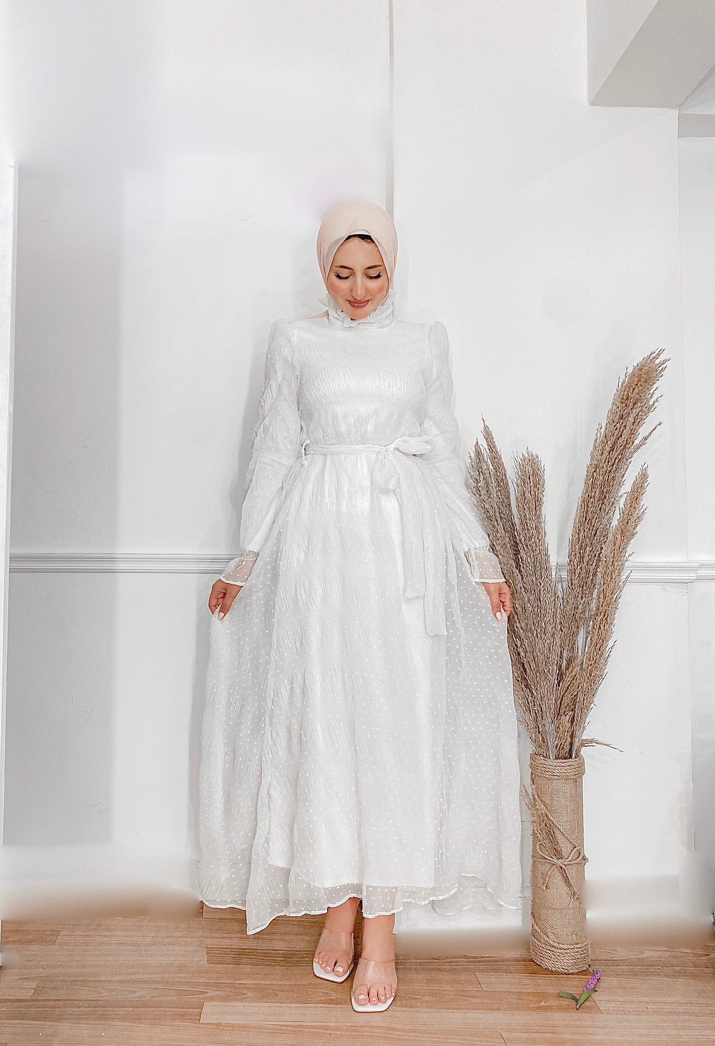 Off-white Chiffon Semi-Soiree Dress
