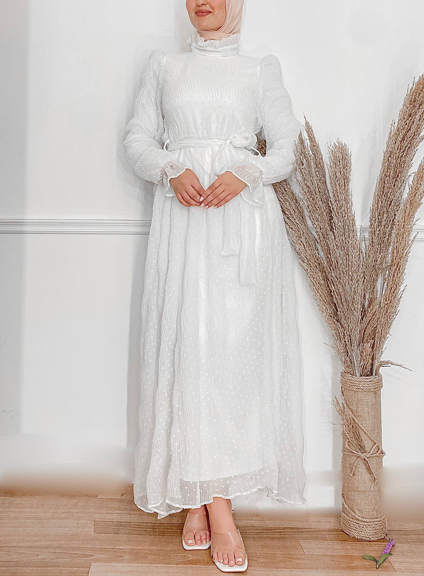 Off-white Chiffon Semi-Soiree Dress