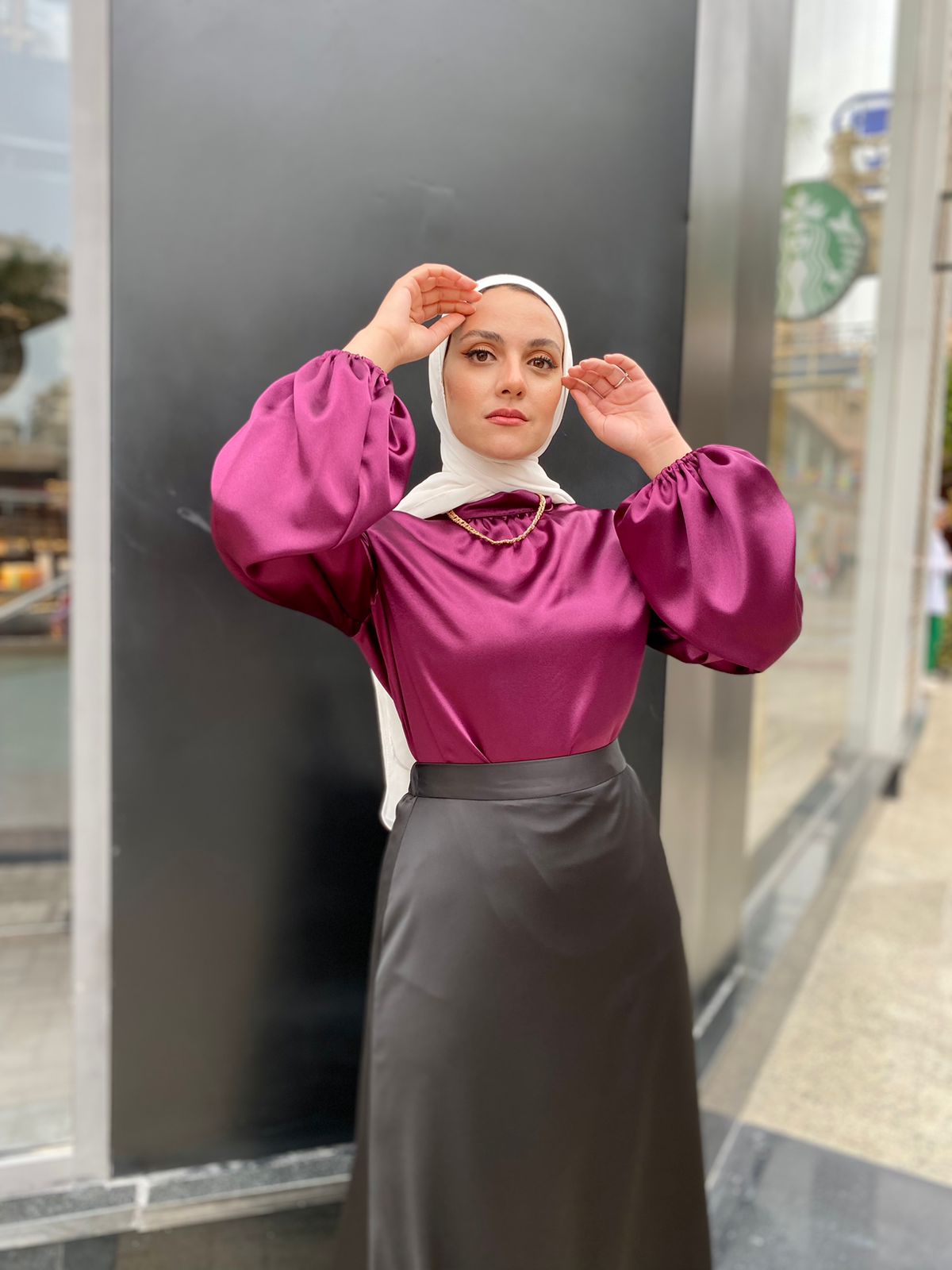 Black Silk Satin Skirt