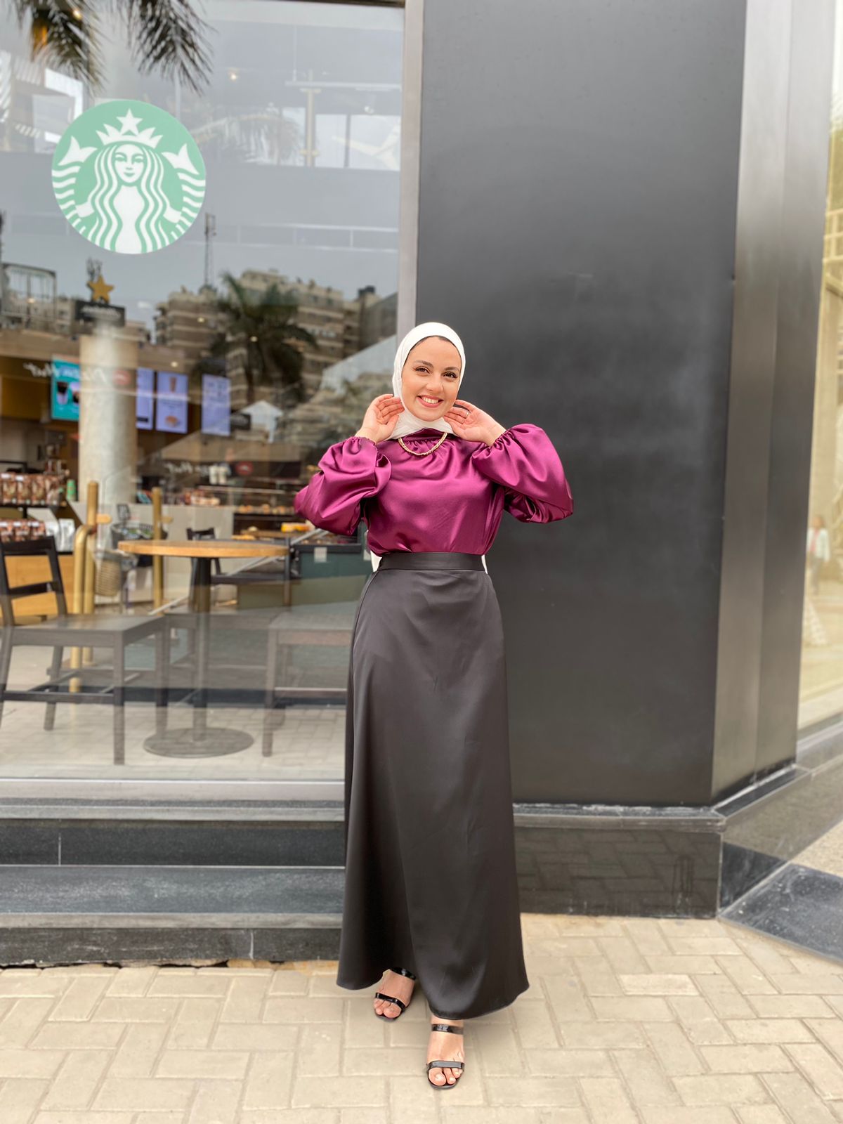 Black Silk Satin Skirt