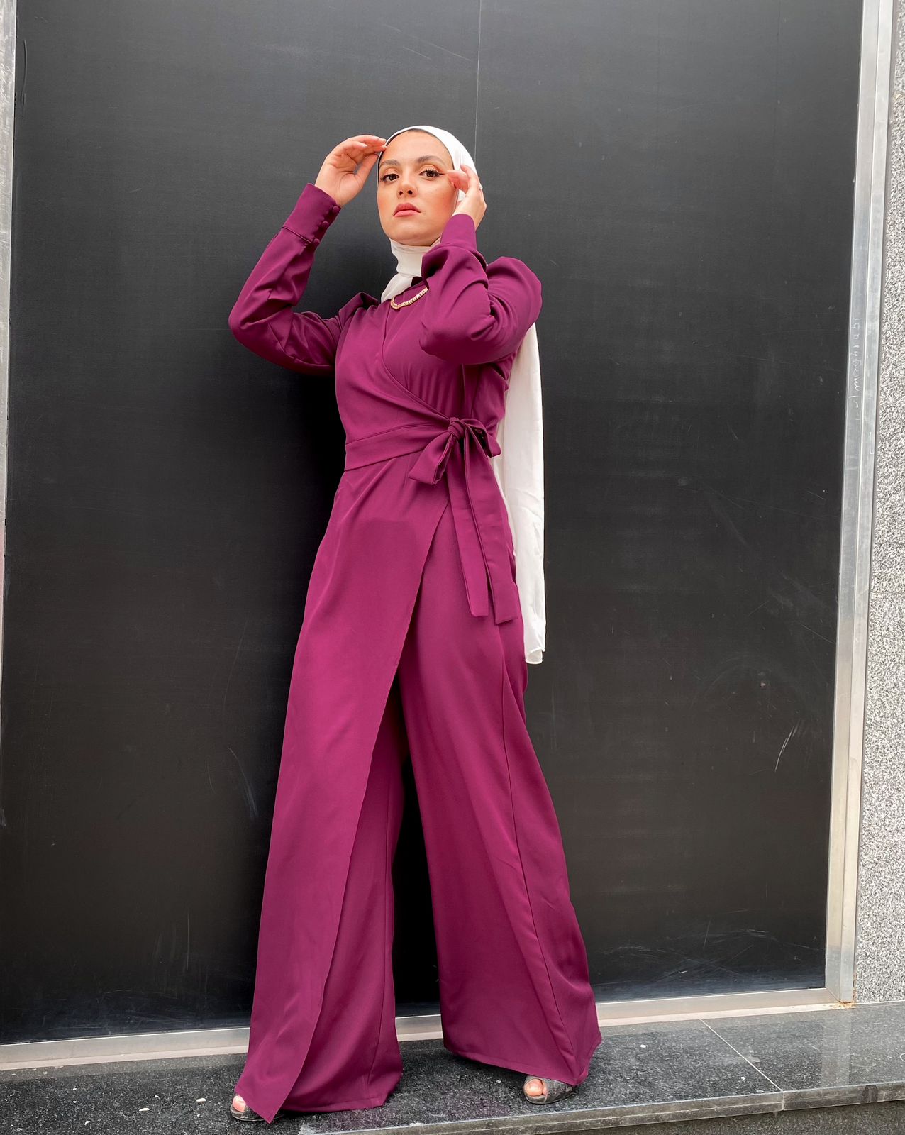 Magenta Classic Wrap Jumpsuit