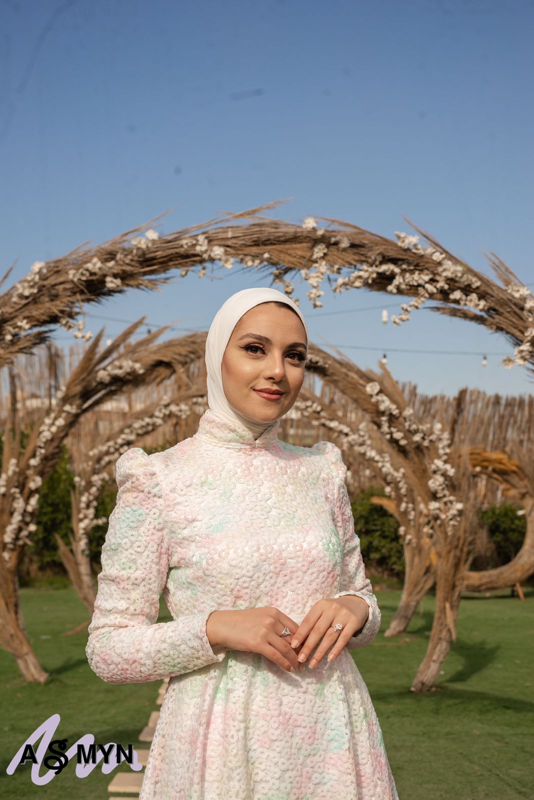 Pastel-Colored Embroidered Soiree Dress