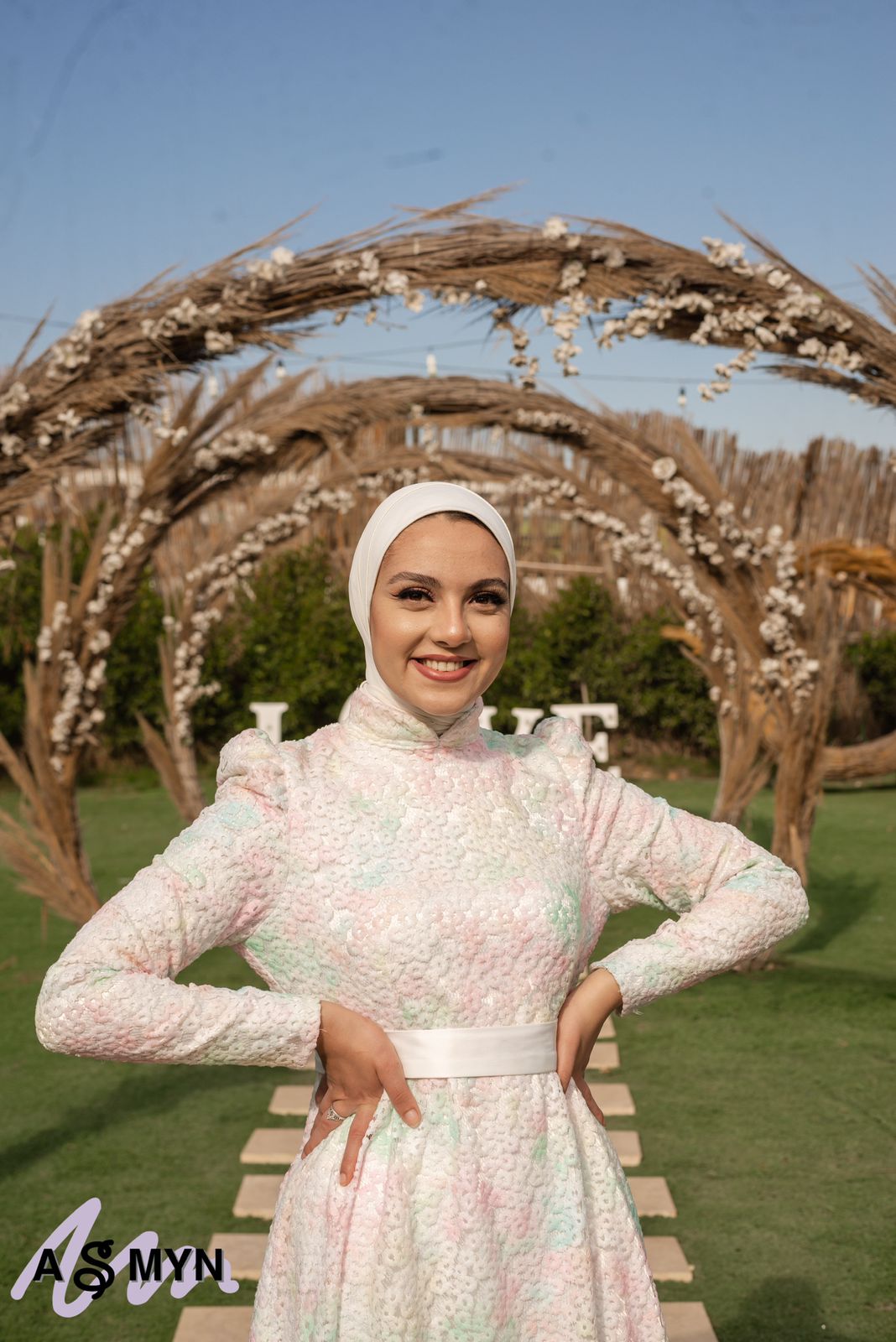 Pastel-Colored Embroidered Soiree Dress