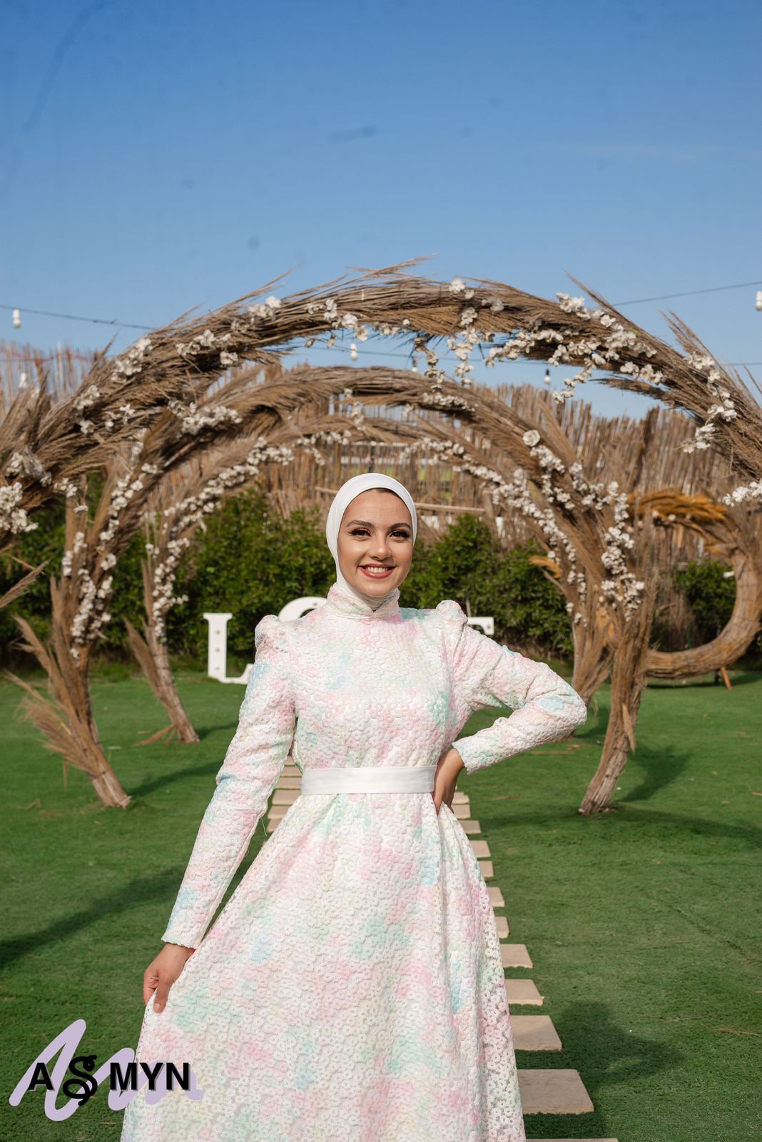 Pastel-Colored Embroidered Soiree Dress