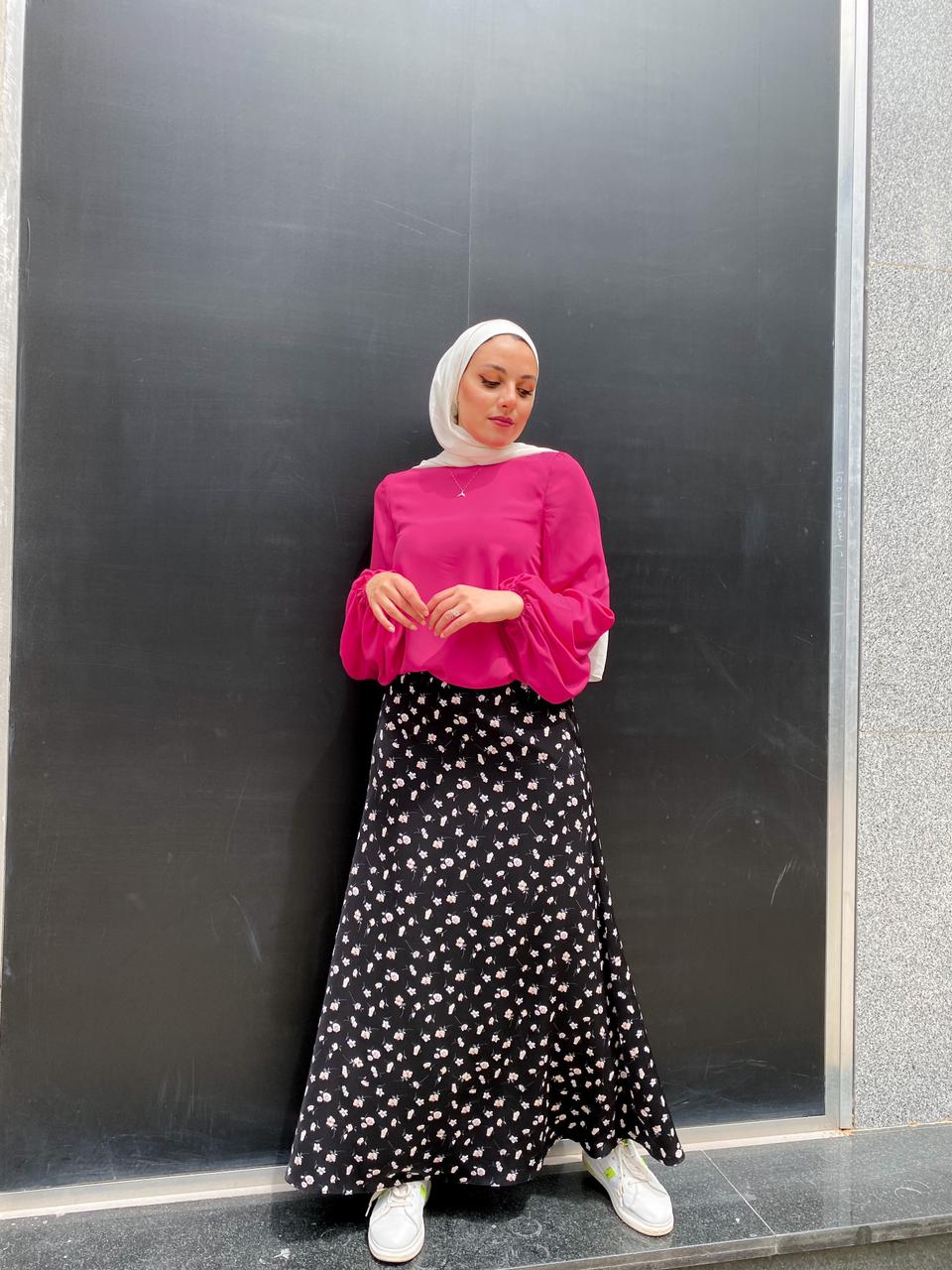 Floral Black Summer Skirt
