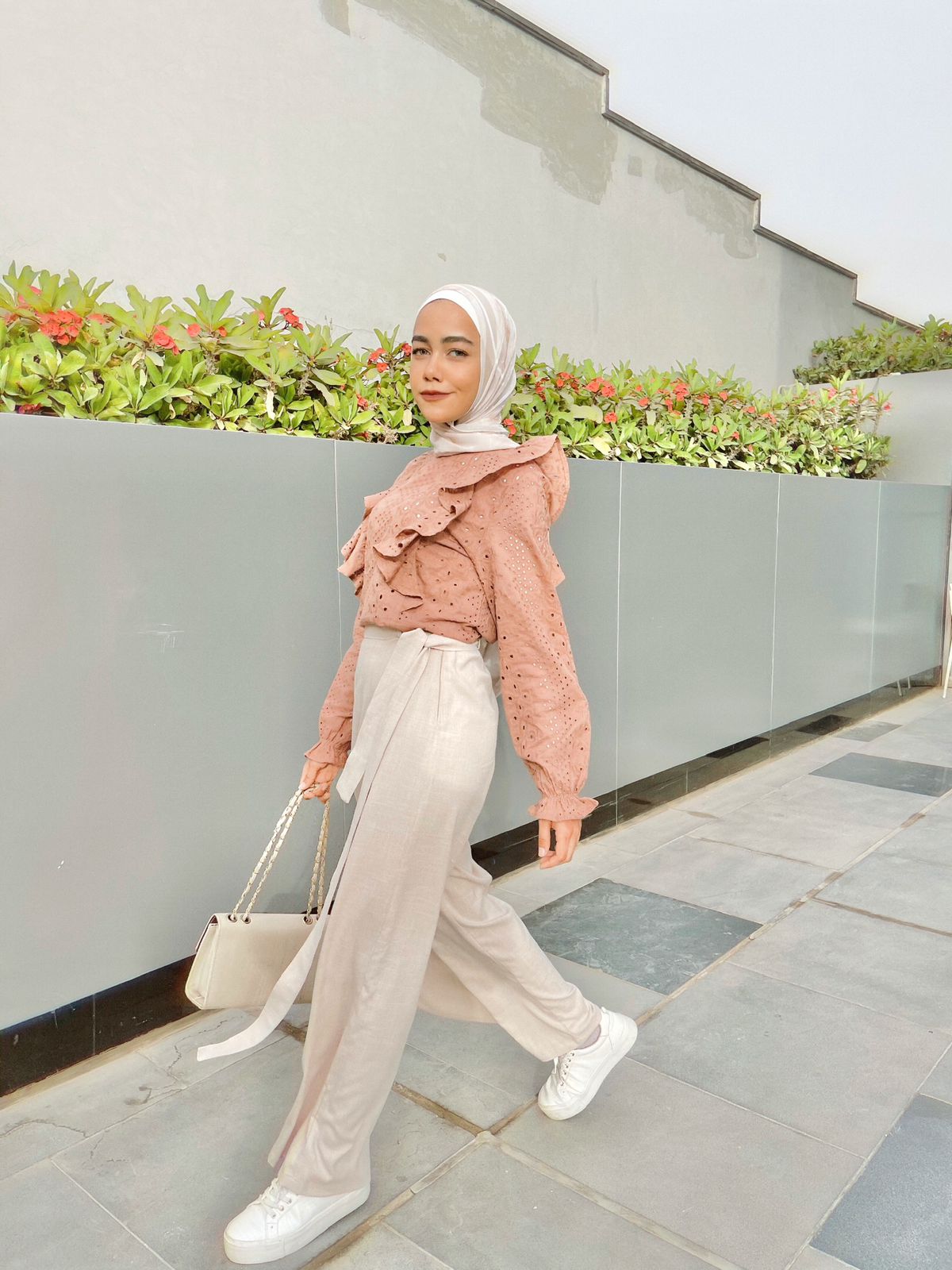 Beige Linen Wrap Pants