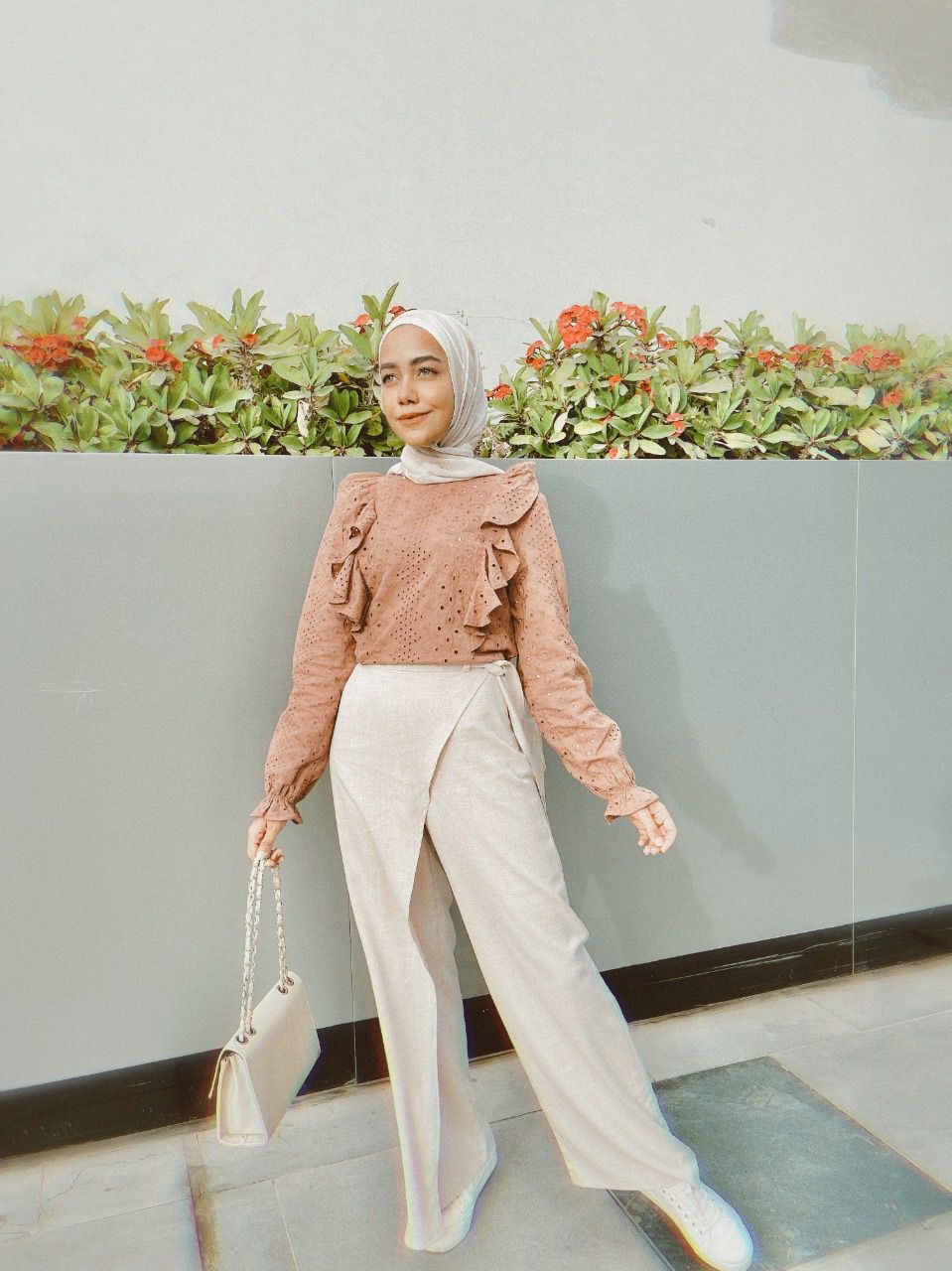 Beige Linen Wrap Pants