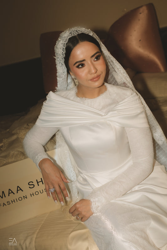 Satin-Lace Bridal Sheath Dress