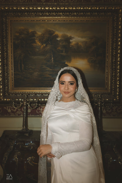 Satin-Lace Bridal Sheath Dress